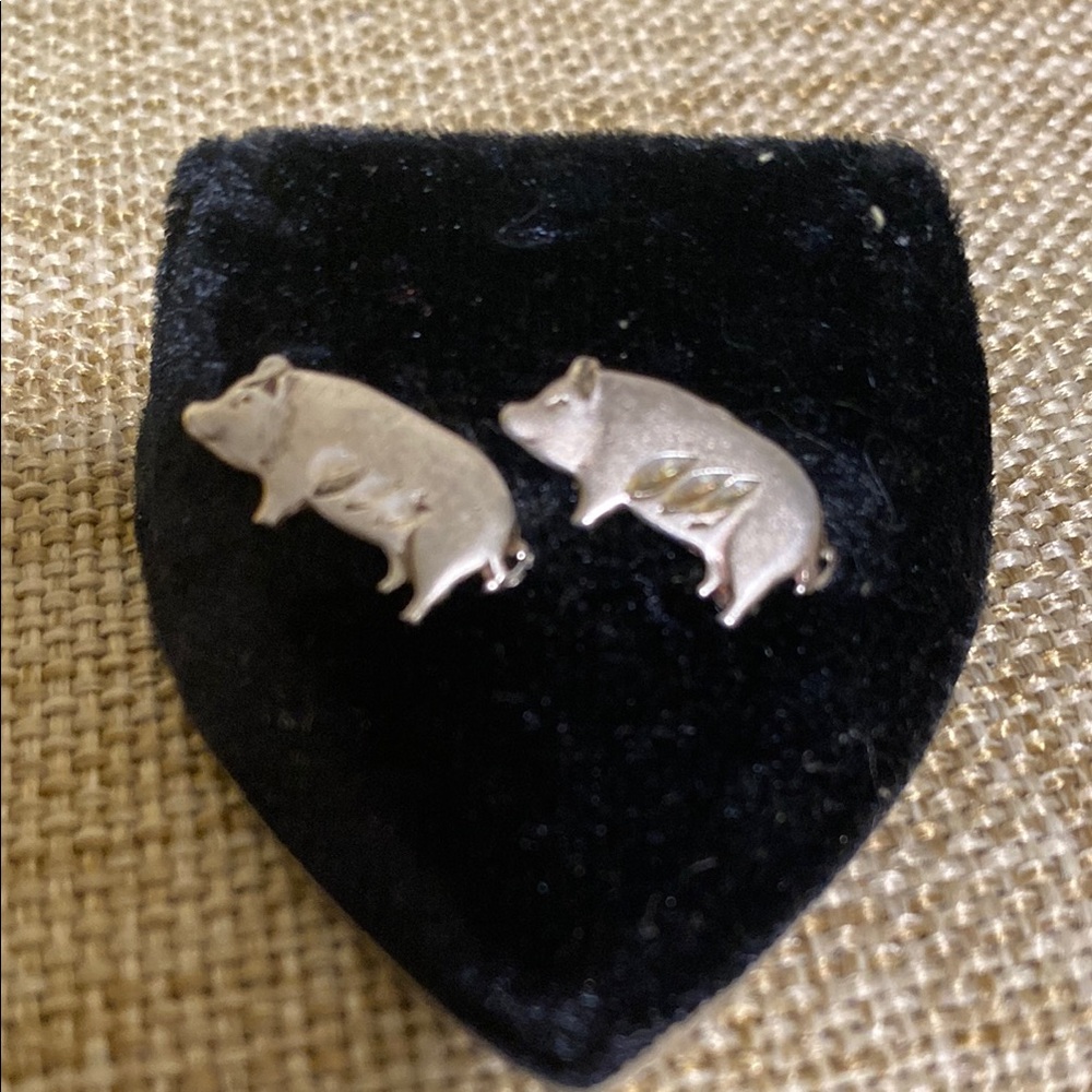 Sterling Silver Pig Shaped Earrings